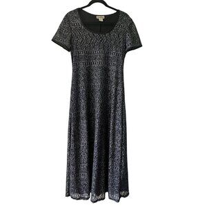 Ultra Dress Metallic Silver Black Knit Maxi Dress Size 10 – Formal & Party Wear